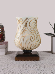 Mosaic Glass Table Lamp with wood Square Brown Base (NM37)