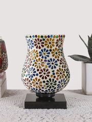 Mosaic Glass Table Lamp with wood Square Black Base (NM10)