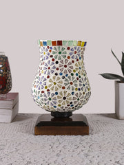Mosaic Glass Table Lamp with wood Square Brown Base (NM29)