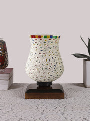 Mosaic Glass Table Lamp with wood Square Brown Base (NM40)