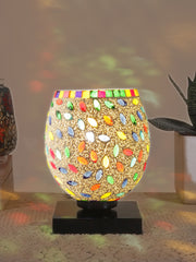 Mosaic Glass Table Lamp with wood Square Black Base (NM11)