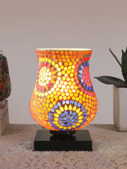 Mosaic Glass Table Lamp with wood Square Black Base (NM13)