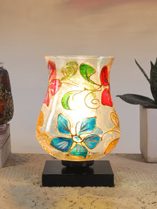 Mosaic Glass Table Lamp with wood Square Black Base (NM14)