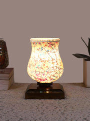 Mosaic Glass Table Lamp with wood Square Brown Base (NM32)