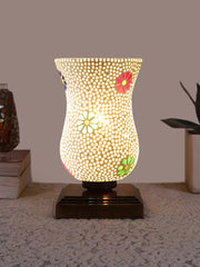 Mosaic Glass Table Lamp with wood Square Brown Base (NM34)