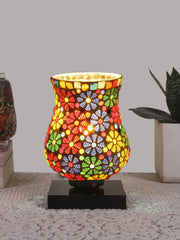 Mosaic Glass Table Lamp with wood Square Black Base (NM08)
