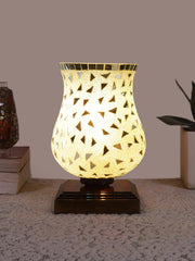 Mosaic Glass Table Lamp with wood Square Brown Base (NM30)