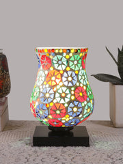Mosaic Glass Table Lamp with wood Square Black Base (NM16)