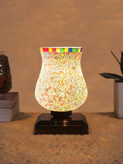 Mosaic Glass Table Lamp with wood Square Brown Base (NM40)