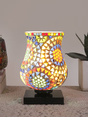 Mosaic Glass Table Lamp with wood Square Black Base (NM17)