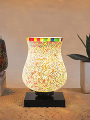 Mosaic Glass Table Lamp with wood Square Black Base (NM18)