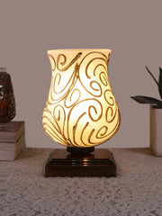 Mosaic Glass Table Lamp with wood Square Brown Base (NM37)