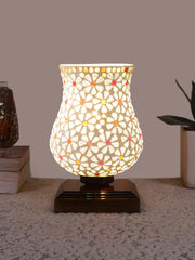 Mosaic Glass Table Lamp with wood Square Brown Base (NM28)