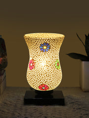 Mosaic Glass Table Lamp with wood Square Black Base (NM12)