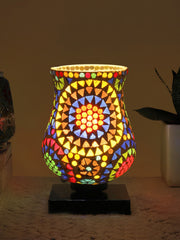 Mosaic Glass Table Lamp with wood Square Black Base (NM17)