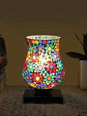 Mosaic Glass Table Lamp with wood Square Black Base (NM19)