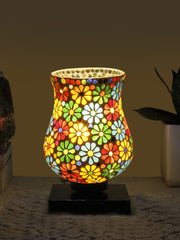 Mosaic Glass Table Lamp with wood Square Black Base (NM10)