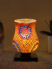 Mosaic Glass Table Lamp with wood Square Black Base (NM13)