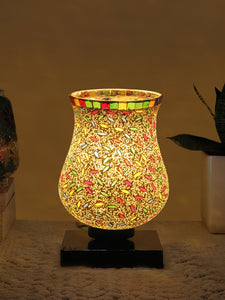 Mosaic Glass Table Lamp with wood Square Black Base (NM18)