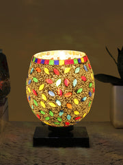 Mosaic Glass Table Lamp with wood Square Black Base (NM11)