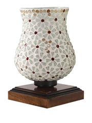 Mosaic Glass Table Lamp with wood Square Brown Base (NM28)