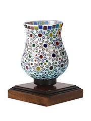 Mosaic Glass Table Lamp with wood Square Brown Base (NM41)