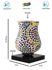 Mosaic Glass Table Lamp with wood Square Black Base (NM17)