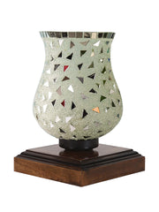 Mosaic Glass Table Lamp with wood Square Brown Base (NM30)