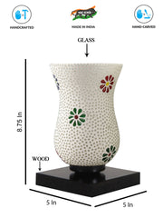 Mosaic Glass Table Lamp with wood Square Black Base (NM12)