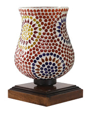 Mosaic Glass Table Lamp with wood Square Brown Base (NM35)