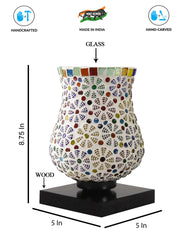 Mosaic Glass Table Lamp with wood Square Black Base (NM08)
