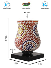 Mosaic Glass Table Lamp with wood Square Black Base (NM13)