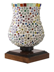 Mosaic Glass Table Lamp with wood Square Brown Base (NM29)