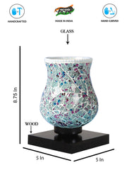 Mosaic Glass Table Lamp with wood Square Black Base (NM20)