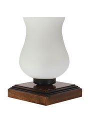 Milky Glass Table Lamp with wood Square Brown Base (NM42)