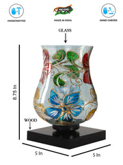 Mosaic Glass Table Lamp with wood Square Black Base (NM14)