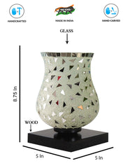 Mosaic Glass Table Lamp with wood Square Black Base (NM09)