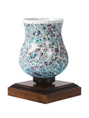 Mosaic Glass Table Lamp with wood Square Brown Base (NM32)