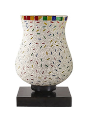 Mosaic Glass Table Lamp with wood Square Black Base (NM18)