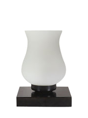 Milky Glass Table Lamp with wood Square Black Base (NM21)