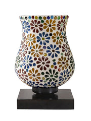 Mosaic Glass Table Lamp with wood Square Black Base (NM10)