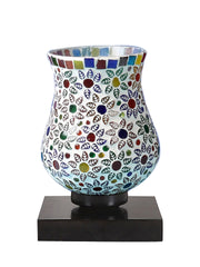 Mosaic Glass Table Lamp with wood Square Black Base (NM19)