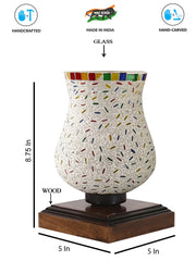 Mosaic Glass Table Lamp with wood Square Brown Base (NM40)