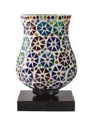 Mosaic Glass Table Lamp with wood Square Black Base (NM16)