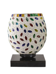 Mosaic Glass Table Lamp with wood Square Black Base (NM11)