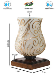 Mosaic Glass Table Lamp with wood Square Brown Base (NM37)