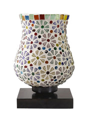 Mosaic Glass Table Lamp with wood Square Black Base (NM08)