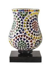 Mosaic Glass Table Lamp with wood Square Black Base (NM17)