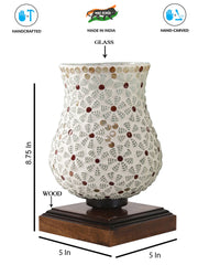 Mosaic Glass Table Lamp with wood Square Brown Base (NM28)