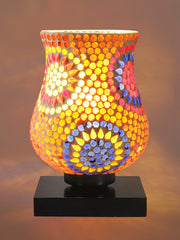 Mosaic Glass Table Lamp with wood Square Black Base (NM13)